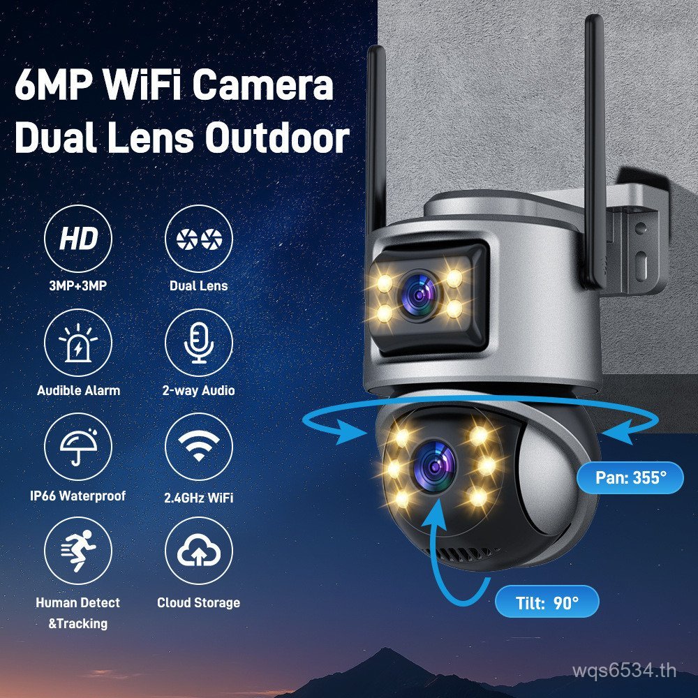 การเชื่อมโยง 6MP PTZ Dual เลนส์การเฝ้าระวัง Dual หน้าจอ Xiongmai กล้องไร้สาย Ball Gun กล้อง HD icsee