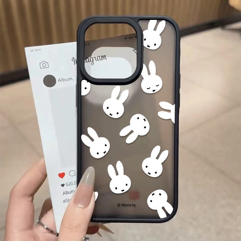 ผิวรู้สึกกรณีปิดตา Miffy กระต่าย QYJS เคสโทรศัพท์เหมาะสําหรับ IPhone 7 8 plus 16 15 14 PLUS 12 PRO 1