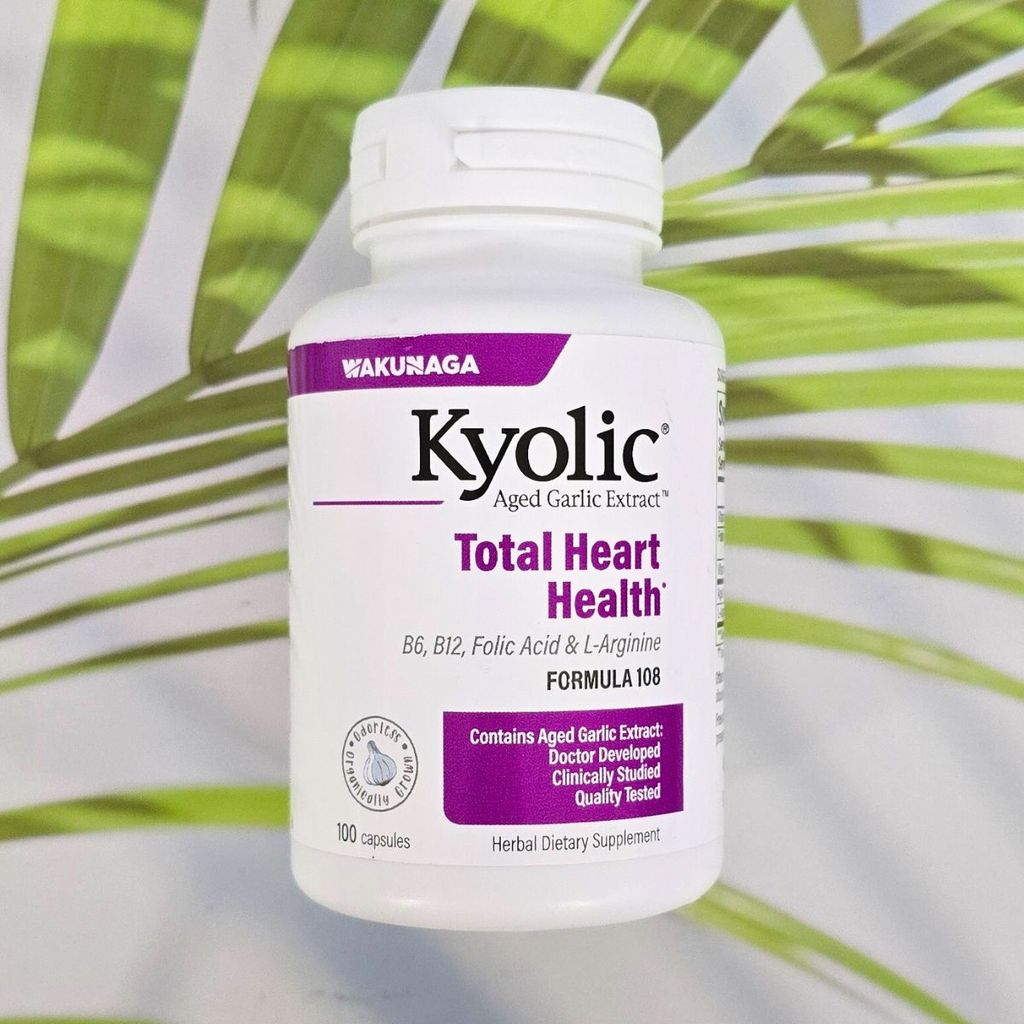 Kyolic, Total Heart Health ไคโอลิค กระเทียมบ่มสกัดไร้กลิน ออร์แกนิค สูตร 108 Advance *100 แคปซูล (Wakunaga) สุขภาพหัวใจ