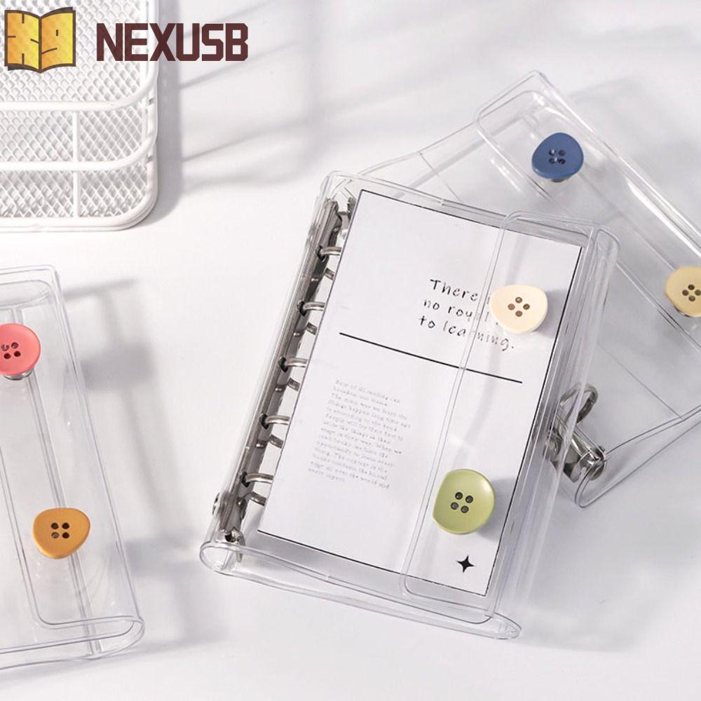 NEXUSBEAM M5 Binder, double-buckle 5 หลุมโน้ตบุ๊ค,แฟชั่นหลายสี PVC โปร่งใส Mini Binder ของขวัญ