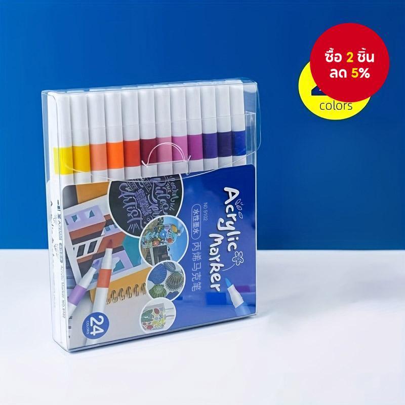 12/24/36-Pack ปากกามาร์กเกอร์สีอะคริลิค-ปากกาน้ํากันน้ําสําหรับนักเรียน DIY Art & Painting
