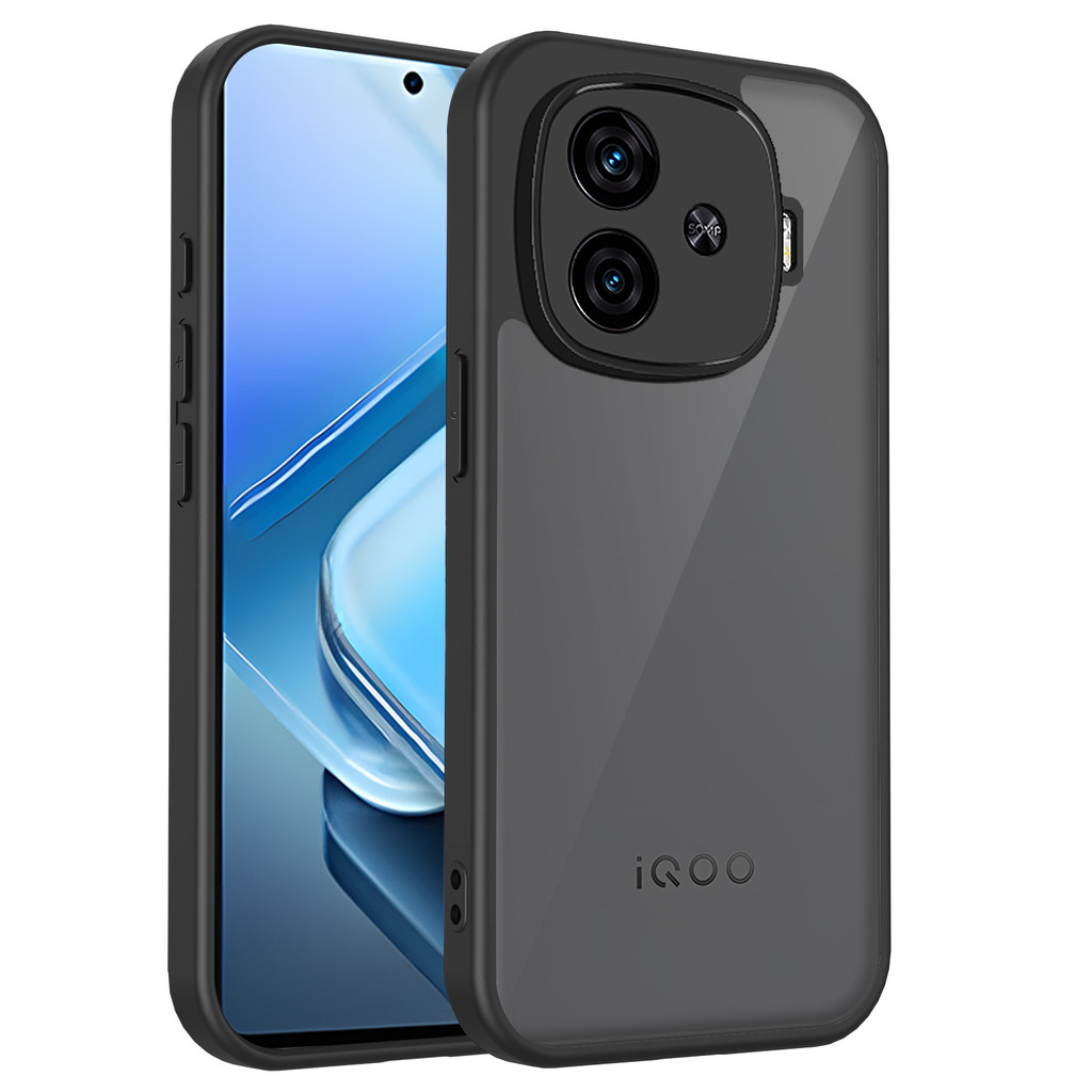 สําหรับ IQOO Z9 5G กรณีกึ่งโปร่งใส Hard Back Soft TPU Edge Silky-Matte กันกระแทก Slim บางฝาครอบ