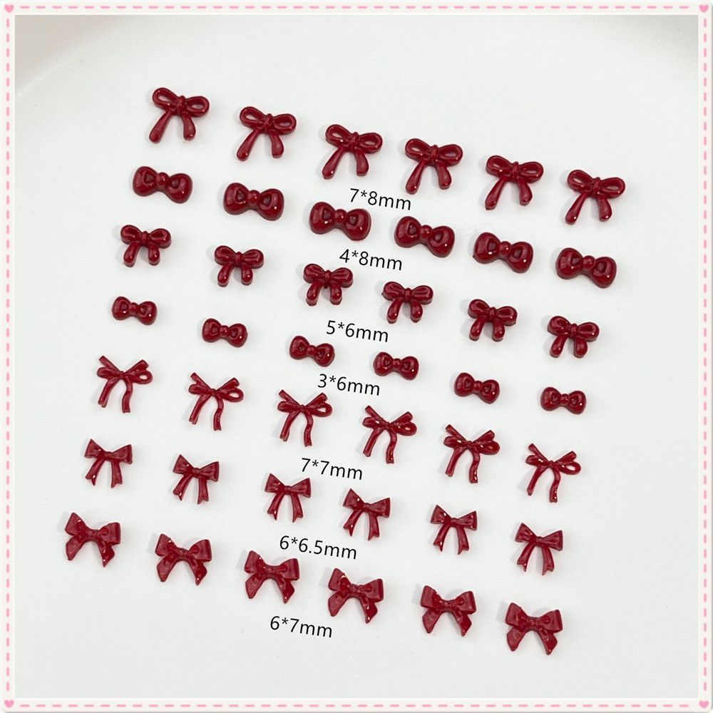 เครื่องประดับตกแต่งเล็บ 100 ชิ้น โบว์แดงแองโกลา สไตล์ฝรั่งเศส โบว์ริบบิ้นสีแดงเชอร์รี่ ประดับเรซิน ประดับตกแต่งเล็บนักเรียนหญิง อุปกรณ์ทำเล็บสำหรับร้านทำเล็บ JOYFEEL