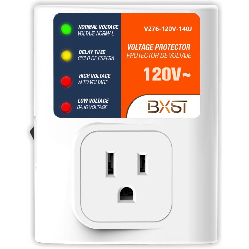 BXST Surge Protector for Home Appliances, 120V 15A Voltage Protector Outlet with 140J Lightning Prot