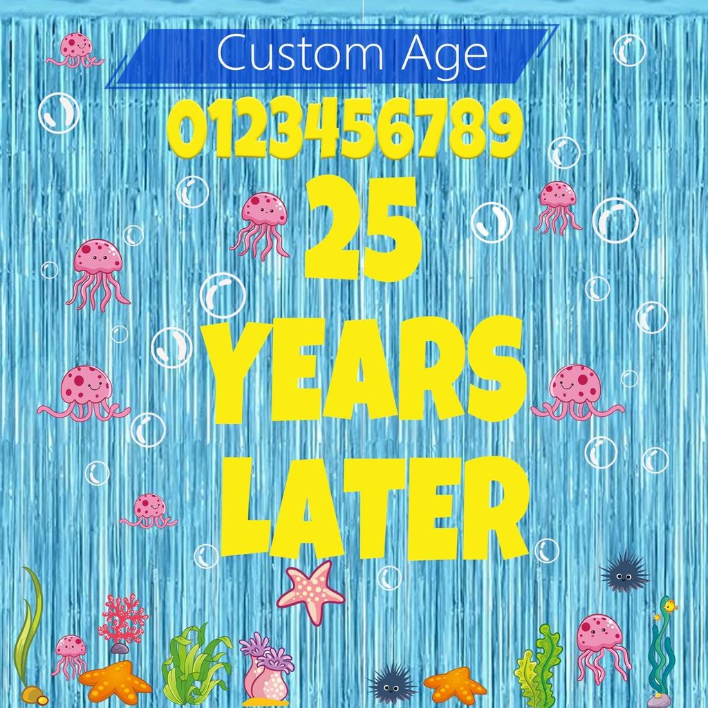 Custom Age Numbers 25 Years Later Birthday Banner Under The Sea Party Decorations – Whats Funnier Th