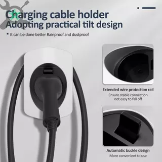 Wall Mount Type 2 EV Charger Holder ปฏิบัติประเภท 2 สายชาร์จสําหรับ EV Charger ตะขอแขวน EV charger ที่แขวนหัวชาร์จ EV และสายไฟ แบบติดผนัง ตะขอแขวนปลั๊กชาร์จรถ EV