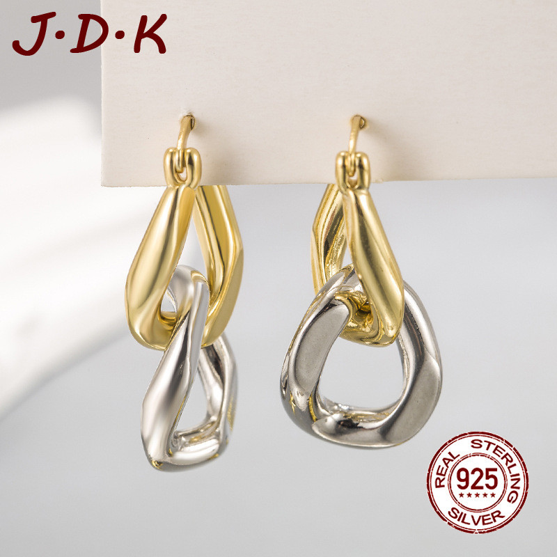 ต่างหูผู้หญิงเหล็กไทเทเนียมสีทอง JDK 18K