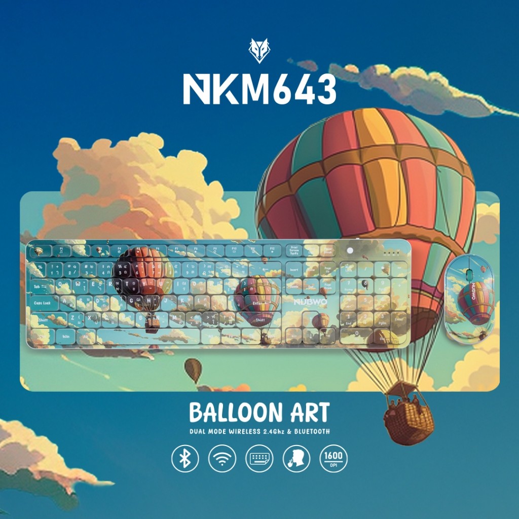 เมาส์คีย์บอร์ดไร้สาย Keyboard Mouse Nubwo NKM-643 Dual mode Wireless/Bluetooth RubberDome Switch(BAL
