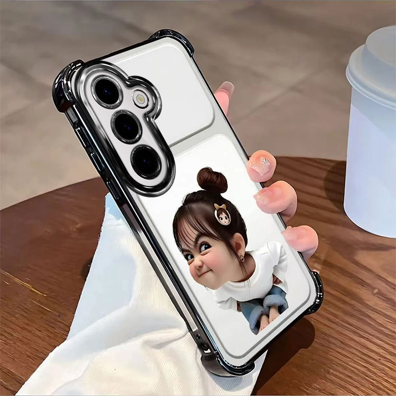 SAMSUNG ปลอก สําหรับ ซัมซุง ส24 เฟ การ์ตูนครอบคลุมเต็มรูปแบบหล่นหลักฐานที่น่าสนใจและน่ารักสาวปก ไฟฟ้า กล้องป้องกันซิลิโคนกรณีโทรศัพท์ - รูปที่ 2