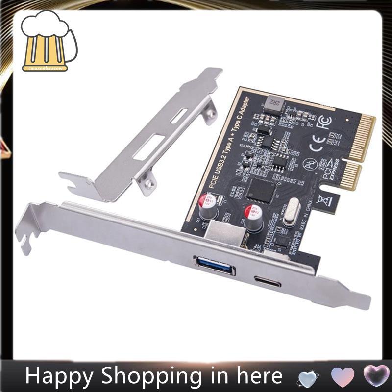 PCIE USB 3.2 GEN2 10G + ประเภท C 10G อะแดปเตอร์ PCI Express X4 การ์ดขยาย Riser ASM1142 ชิปคอนโทรลเลอ