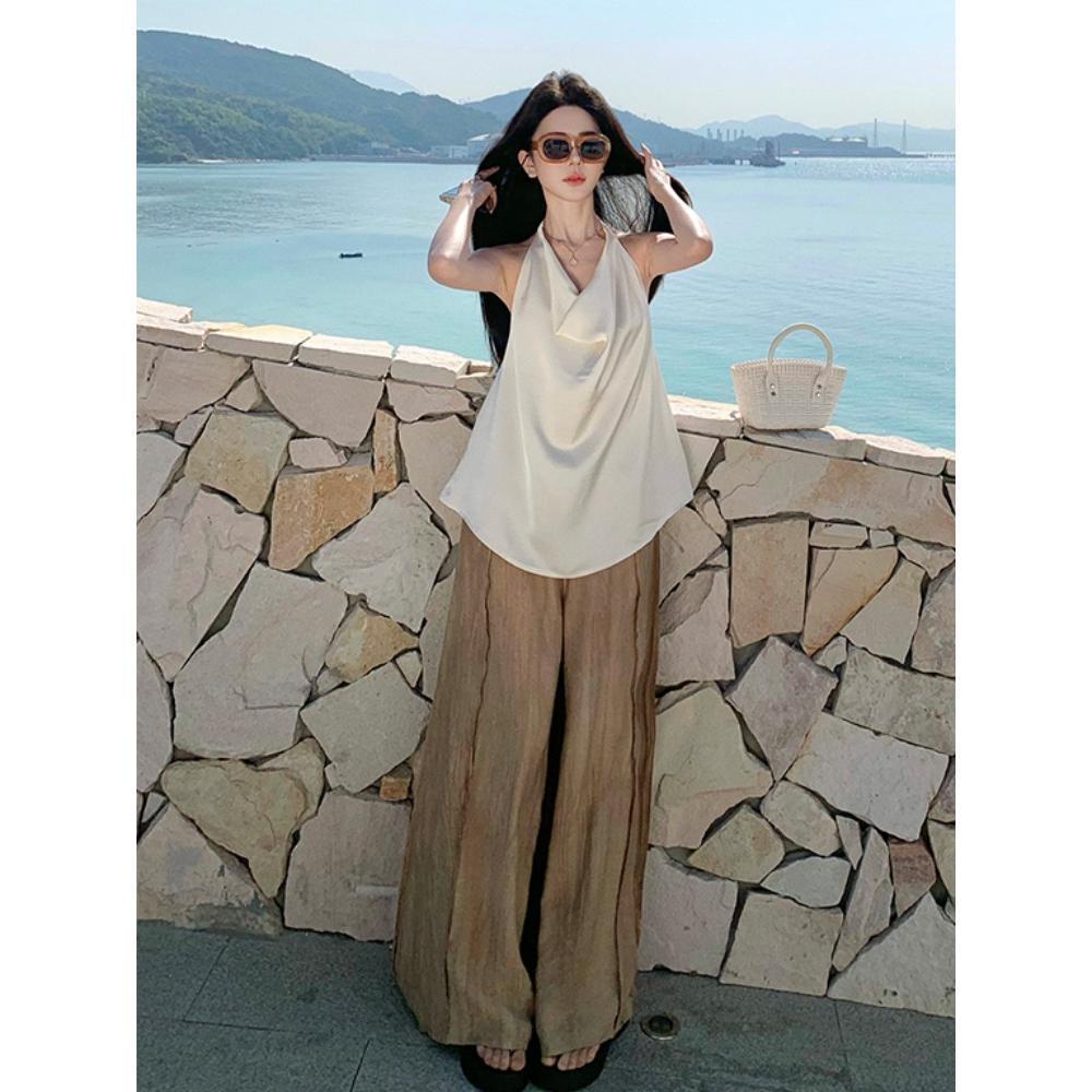 UMI8 【ในสต็อก】 เสื้อกล้ามเปิดหลังสไตล์ฝรั่งเศส น้ำหนักเบา ดีไซน์เก๋ไก๋ สำหรับผู้หญิง ในช่วงฤดูร้อน ปี 2025 ราคา ถูกที่สุด ดีลบีเคเค แกลเลอรีภาพที่ 5