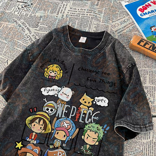 COD UNBR Anime character cartoon printed washed loose fashionable plus-size T-shirt