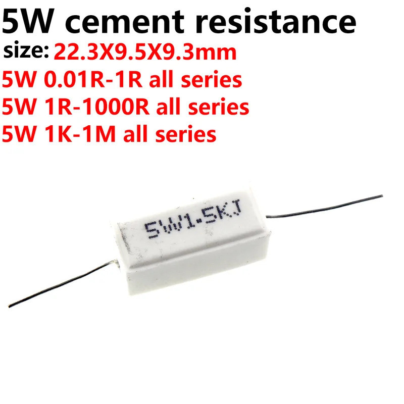 20/10/5/2Pcs ซีเมนต์ความต้านทาน 5w 10w 20W 50W 1R 2R 3R 5R 10R 22R 47R 100R 220R 330R 680R 470r 33r 