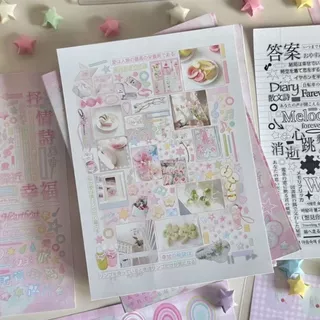 หนังสือสติกเกอร์ รัสซิก, สติกเกอร์ไดอารี่สีชมพู 24 หน้า, สติกเกอร์สมุดภาพการ์ตูนสไตล์ญี่ปุ่น ทําเอง น่ารักอุปกรณ์เครื่องเขียน