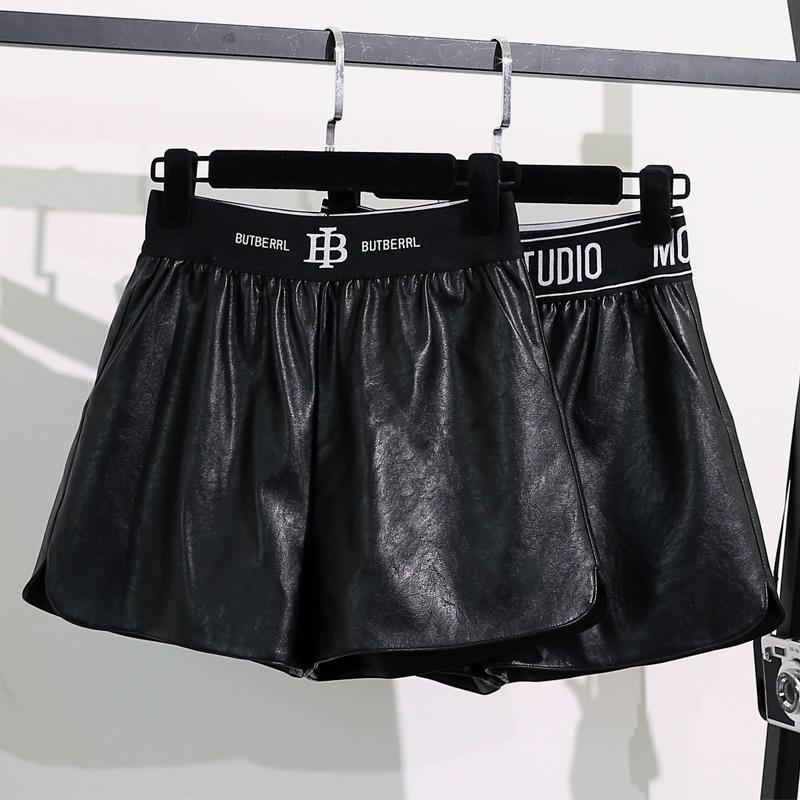 [คําแนะนําขายร้อน] กางเกงขาสั้นหนัง 2024 แฟชั่นฤดูใบไม้ผลิฤดูหนาวเสื้อผ้าหลวม Slimmer ดู a-Line หนัง