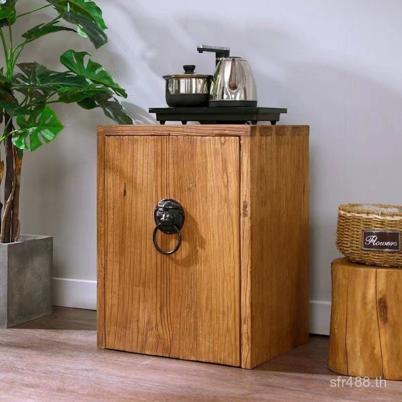 Weathered Old Elm ตู้เก็บของ Retro Zen ตู้น้ําชาห้องนั่งเล่น Entrance Simple จีนรับประทานอาหารตู้ด้า