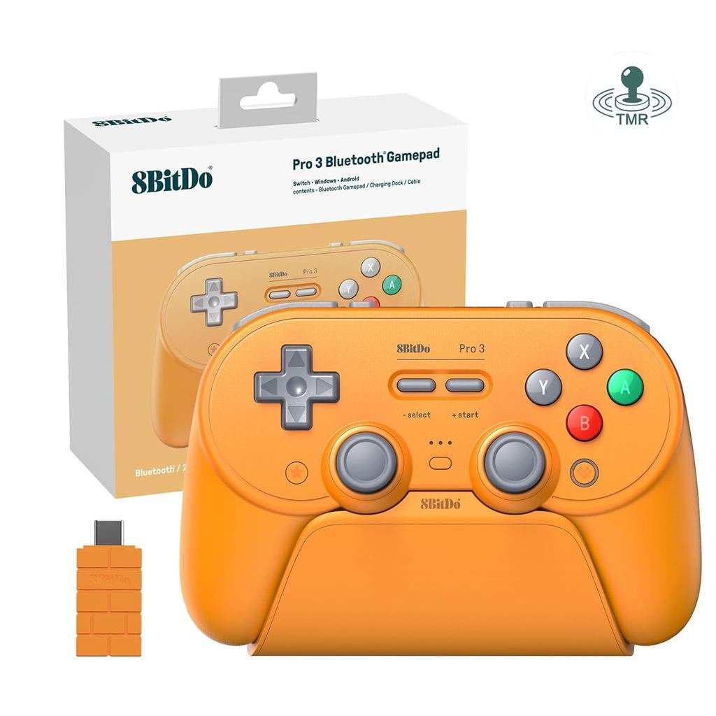 8BitDo Pro 3 ตัวควบคุมบลูทูธสําหรับ Switch/Switch2,Windows,Apple, SteamOS,Android,จอยสติ๊ก TMR,ปุ่มA
