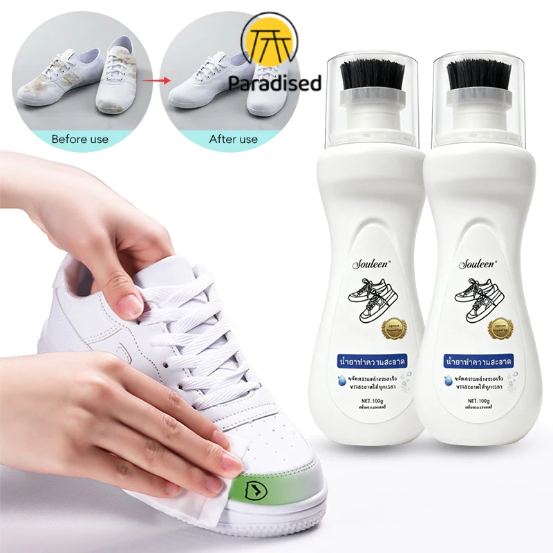 PAน้ำยาซักแห้งรองเท้า น้ำยาซักรองเท้า ซักแห้งรองเท้า/น้ำยาทำความสะอาดรองเท้าผ้าใบ แบบมีแปรงในตัว ทําความสะอาด ไม่ต้องเปี