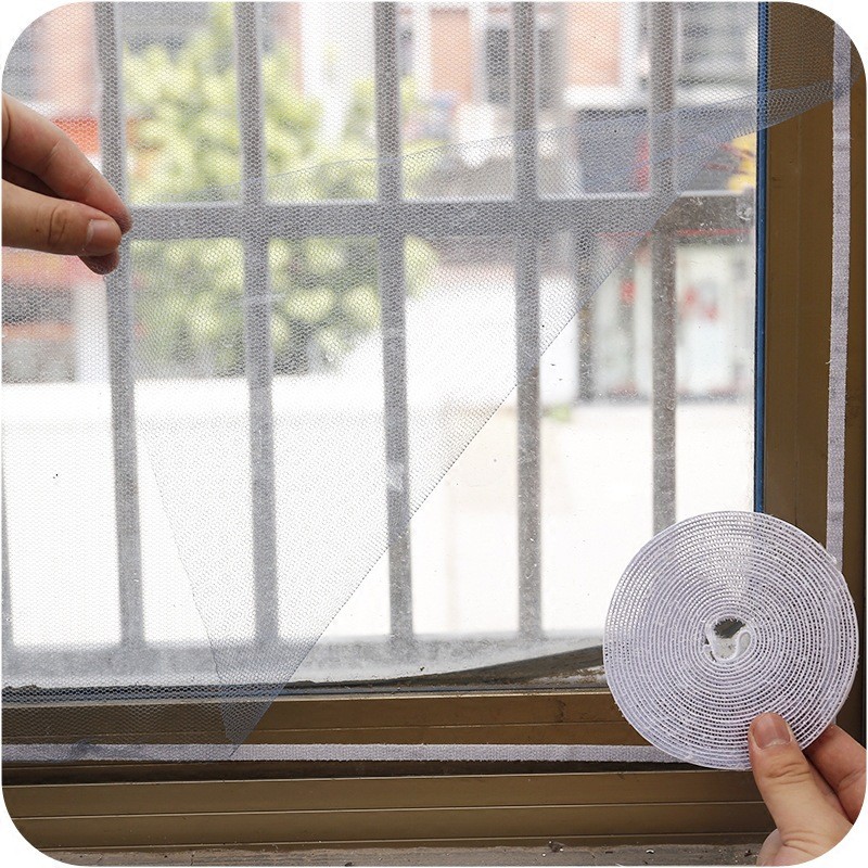 T Self-Adhesive Velcro Anti-ยุงหน้าจอหน้าต่างที่มองไม่เห็น Simple Screen Window Net DIY หน้าต่างหน้า