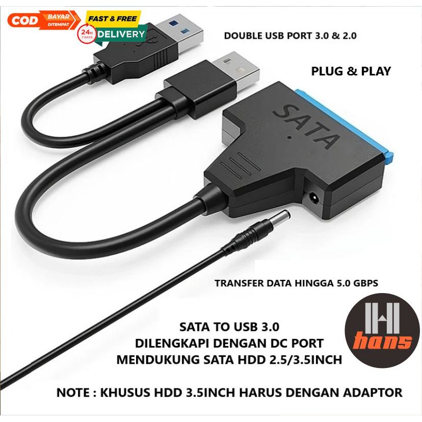 อะแดปเตอร์ฮาร์ดดิสก์ SSD HDD ภายนอก 3.5 นิ้วและ 2.5 นิ้ว SATA เป็น USB 3.0 PC MacOS Linux Ps4 PS5 PS