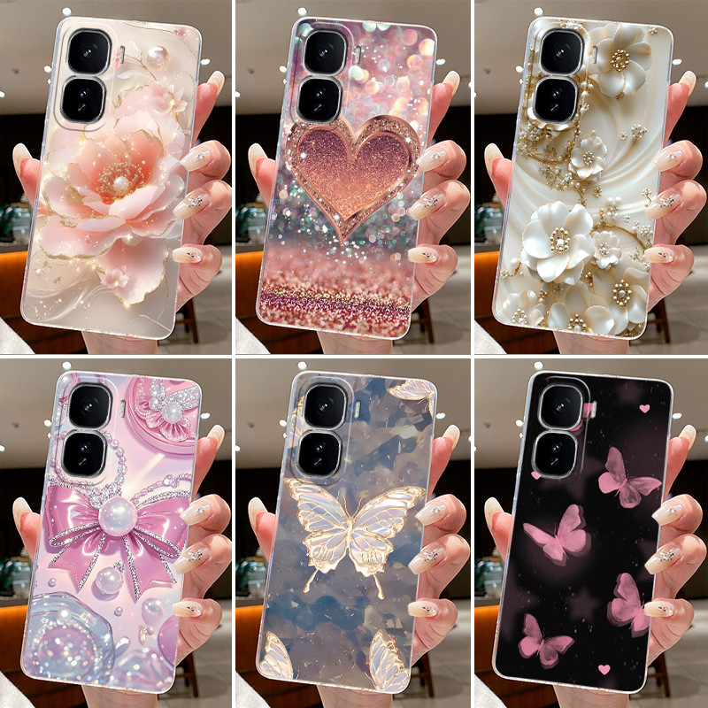 เคสสําหรับ Vivo IQOO Neo10 Pro / Neo 10 Pro Plus ดอกไม้ผีเสื้อป้องกันปลอกบางสําหรับ IQOO Neo10 Pro + ซิลิโคนอ่อนนุ่มโปร่งใสฝาครอบโทรศัพท์ TPU