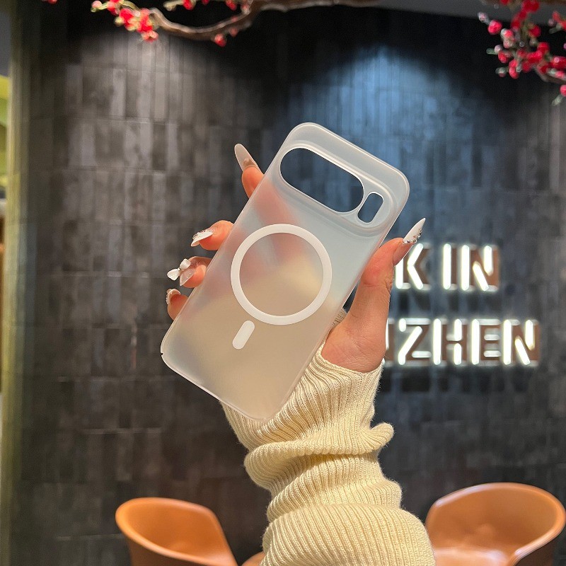 เคสแข็งพีซีใสฝ้าบางพิเศษสําหรับ Google Pixel 6 7 8 9 10 Pro กันกระแทกแม่เหล็กฝาหลังแบบใส