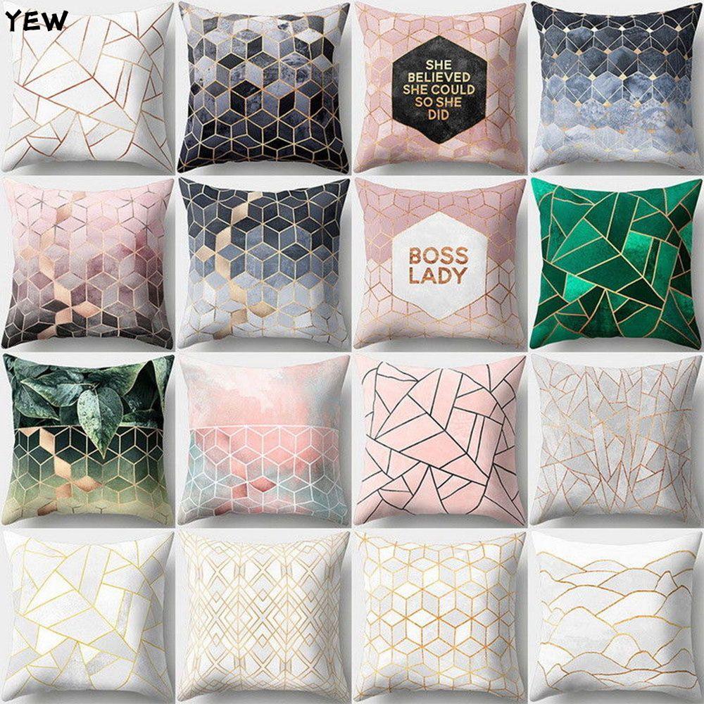 YEW ปลอกหมอนอิง Soft Square Gold Shining ฤดูหนาว Warm Home Decor เรขาคณิตพิมพ์