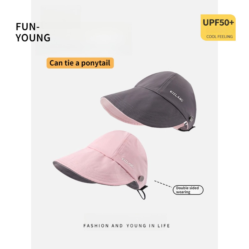 【FUN fashion】หมวกนักประมงที่ทนต่อรังสียูวีสองด้าน, หมวกกันแดดฤดูร้อนกลางอากาศด้านบน