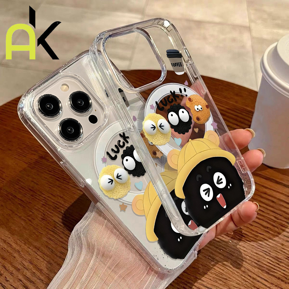 AK เคสชาร์จไร้สายสำหรับ for IPhone 11 12 13 14 15 16 17 Pro Max TPU Wireless Charger Magnetic Case