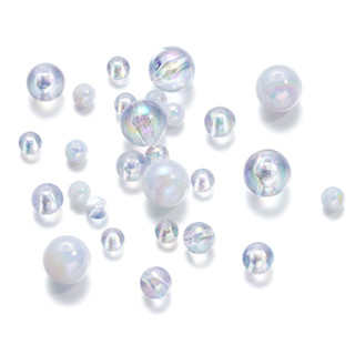 ลูกปัดกลมอะครีลิคใส เจาะรู สีขาวขุ่น 6มม.50Pcs ลูกปัดกลมอะคร…