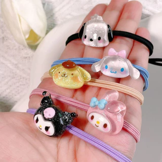 ยางรัดผมโปร่งใส Sanrio ออกแบบลายสนุกสนาน Cinnamoroll, Kuromi และ My Melody