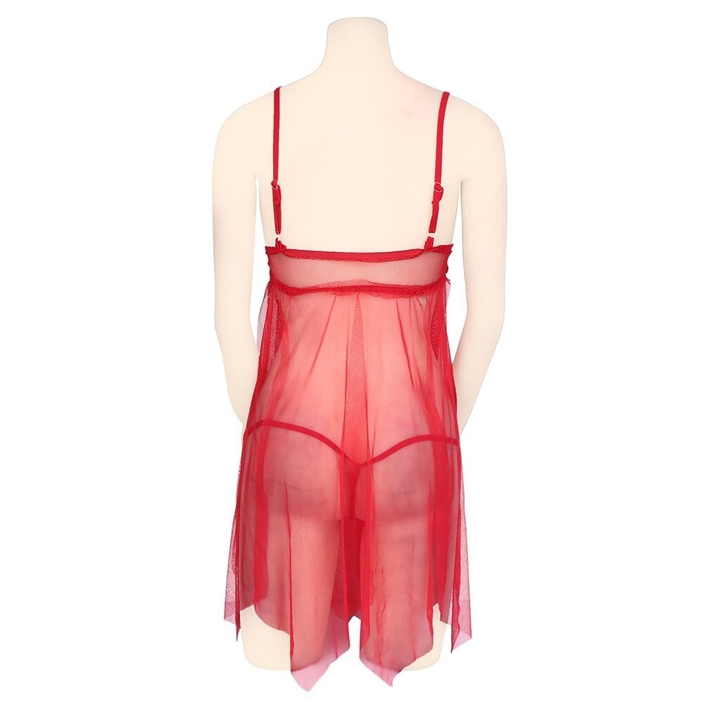 KBR ชุดชั้นในสตรีชุด Sheer Lace Deep-V คอแขนกุดชุดนอนเซ็กซี่ B059