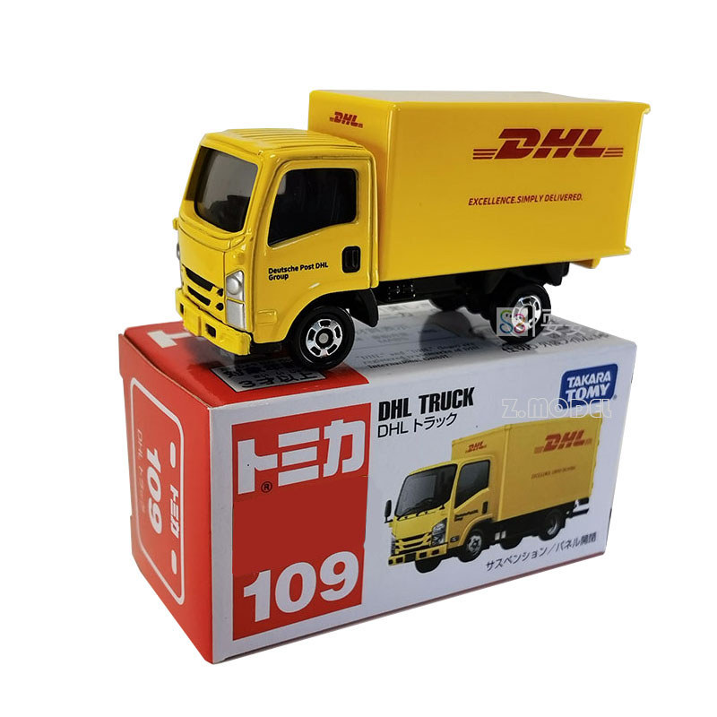 TOMICA TOMICA รถโลหะผสม No. 109 DHL Japan Express Logistics Transporter ของเล่นโลหะผสม Boy
