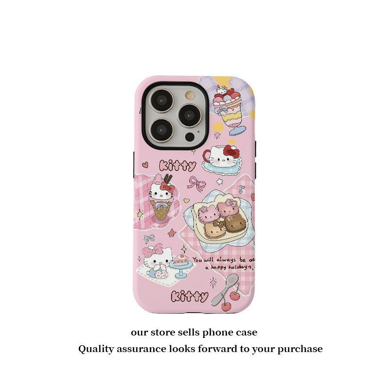 เคสโทรศัพท์ เหมาะสําหรับ iPhone ขนมปัง Hello Kitty ฟิล์มแม่เหล็ก 2 in 1 เหมาะสําหรับ iPhone17/16prom