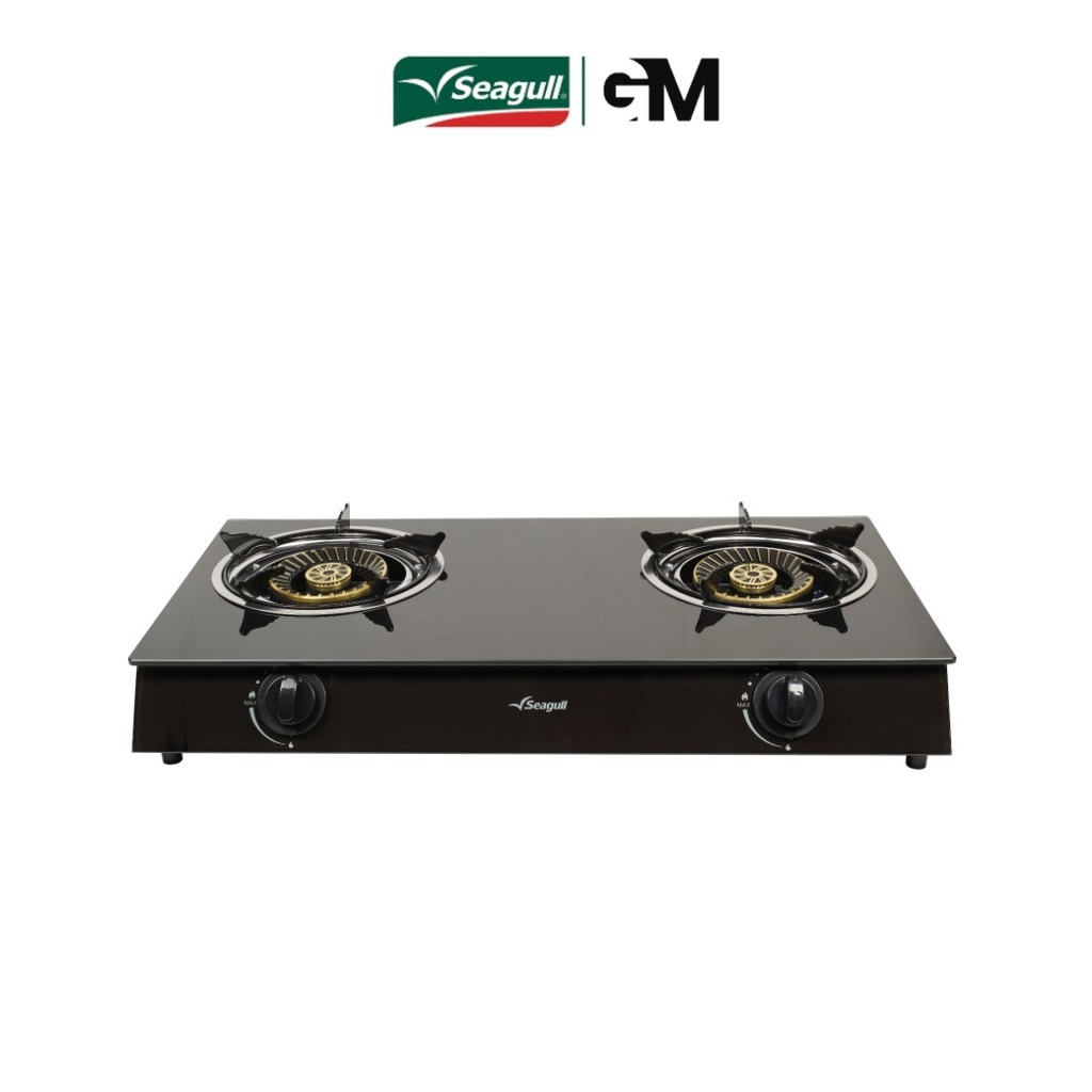 Seagull เตาแก๊สตั้งโต๊ะ 2 หัว หน้ากระจก (ดำ) 2-Burner Glass Table Top Gas Stove (Black)