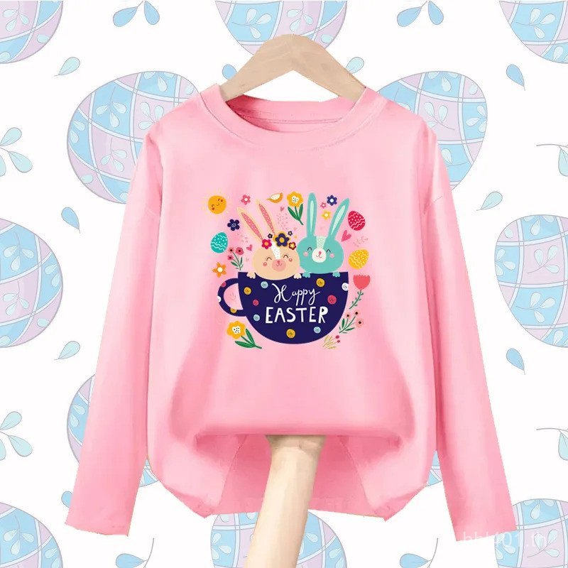 Aimi Lakana เสื้อยืดแขนยาวลายการ์ตูน Easter Bunny สำหรับทารก เหมาะสำหรับฤดูใบไม้ผลิและใบไม้ร่วง ขนาด