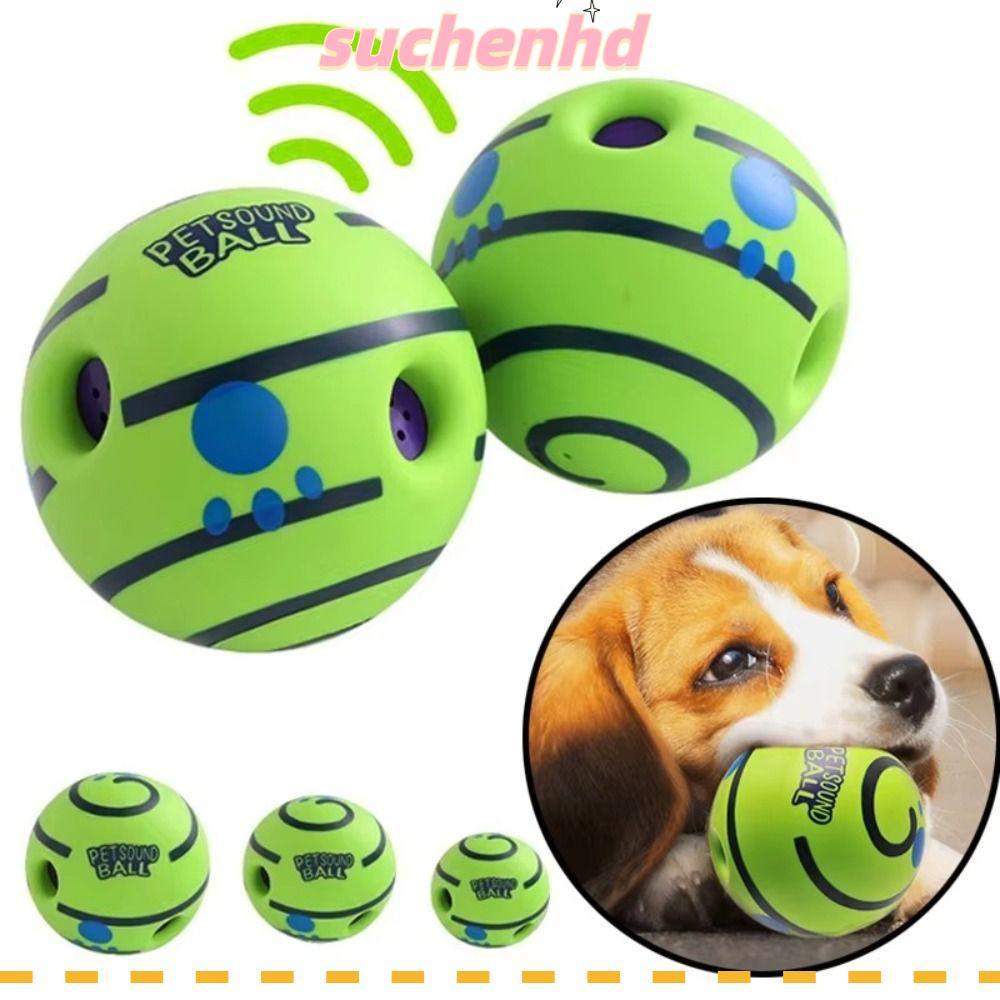 SUCHENHD Wobble Wag Giggle Ball, Pet Squeakers ของเล่นสุนัขตลก, ม้วนไม่มีแบตเตอรี่ที่ต้องการปลอดสารพ