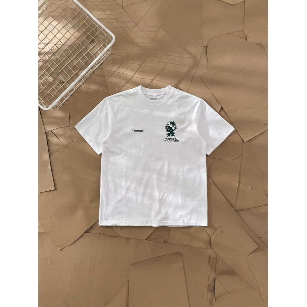 9UOB Car Front and Back CD Cartoon Print T Shirt260g Pure Cotton Short Sleeve Street Style