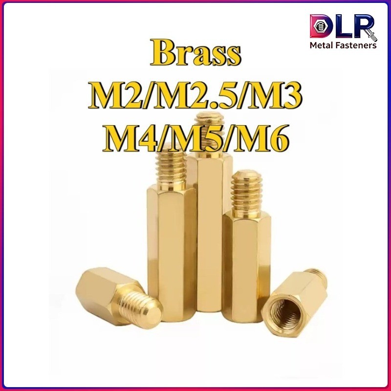 คอลัมน์ทองแดงหกเหลี่ยมลายลูกฟูกรูผ่านสองด้าน นําความร้อน-ไฟฟ้าได้ ป้องกันหมุน กันสนิม ขนาด M2-M6 [DL