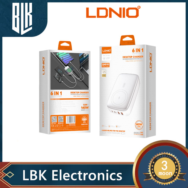 LDNIO Q4010 PD 140W Super Fast Charge + Wireless Charge อะแดปเตอร์พอร์ต การชาร์จ เครื่องชาร์จไร้สาย