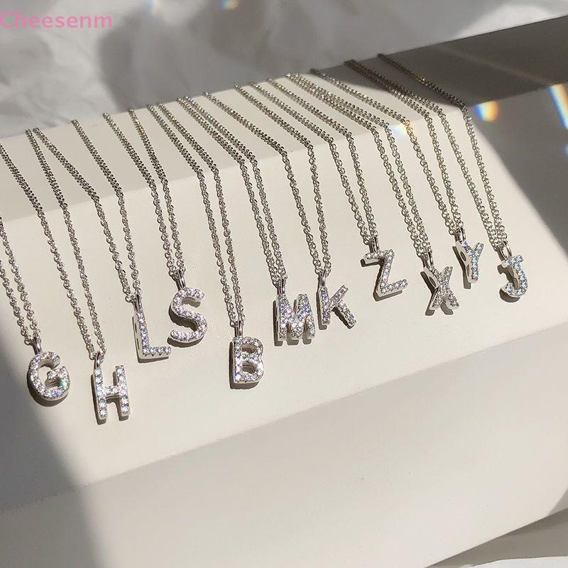 Cheenm แฟชั่น Shining AZ จี้ Charm สร้อยคอ 26 ตัวอักษรเริ่มต้นชื่อ Clavicle Chain เครื่องประดับของขว