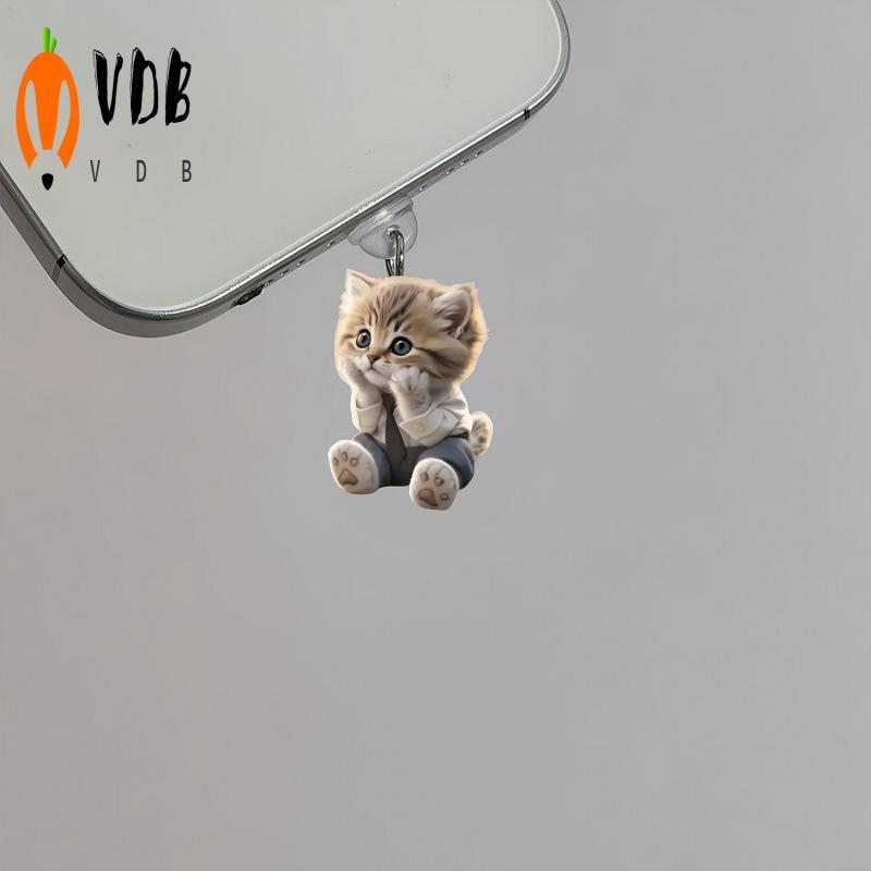 ปลั๊กพอร์ตชาร์จโทรศัพท์แมว 2D - ฝาปิดกันฝุ่นป้องกันสําหรับการป้องกัน iPhone Type C