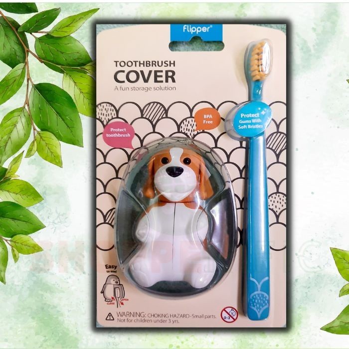 Flipper Fun Animal แปรงสีฟันสําหรับเด็ก Combo แปรงสีฟันและที่วางสุนัข