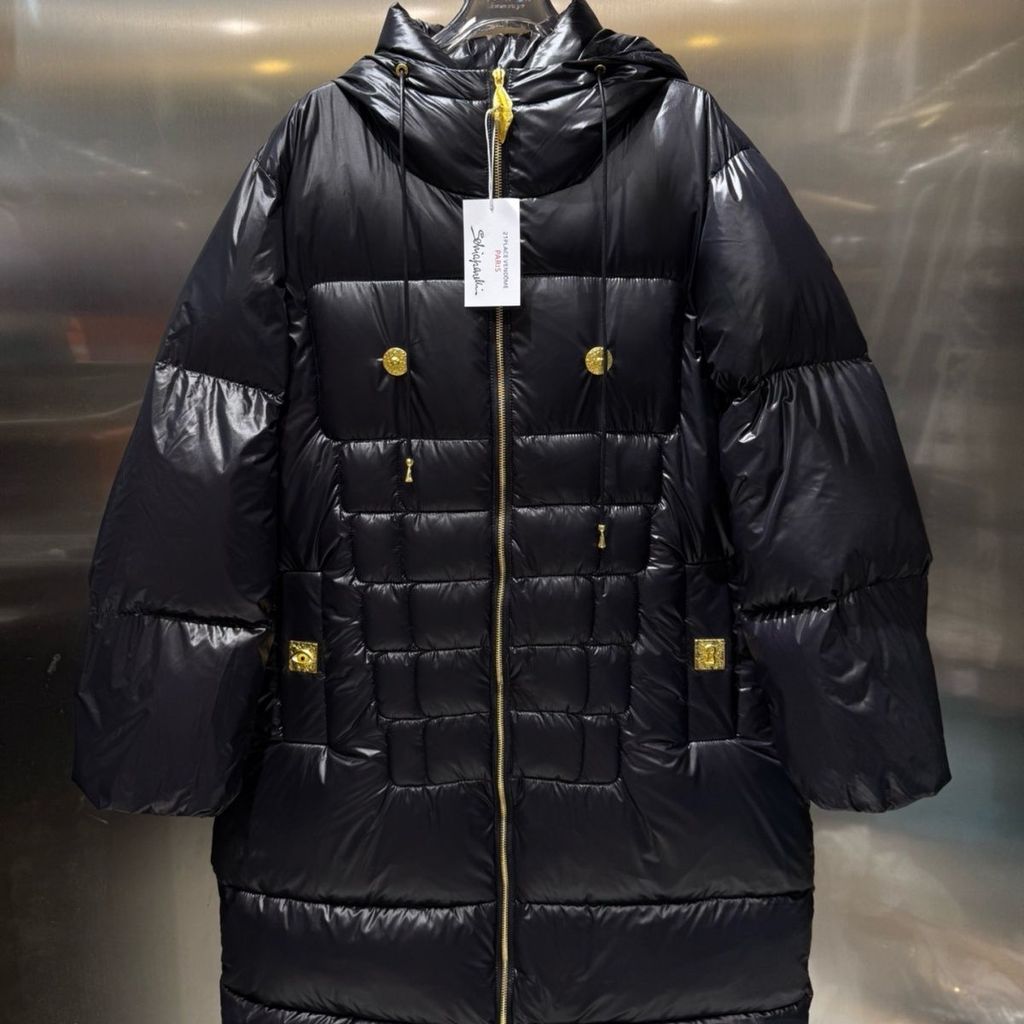 EUYJ Schiaparelli 2025Winter New Irregular Hooded Cotton Jacket Loose Long Cotton Coat Warm Outerwea