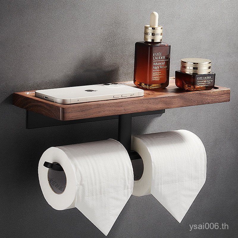 ที่ใส่ทิชชู่ ห้องน้ําสีดําสีดําวอลนัทผู้ถือกล่องกระดาษชําระม้วนผู้ถือกระดาษสร้างสรรค์ไม้เนื้อแข็งกระ