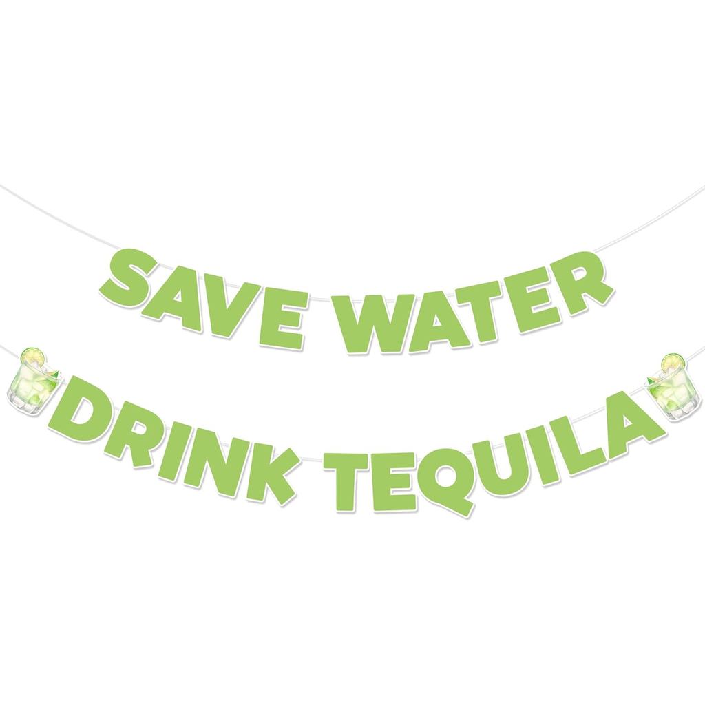 Sursurprise ประหยัดน้ําเครื่องดื่ม Tequila แบนเนอร์, Tacos และ Tequila Theme Sign สําหรับ Cinco De M