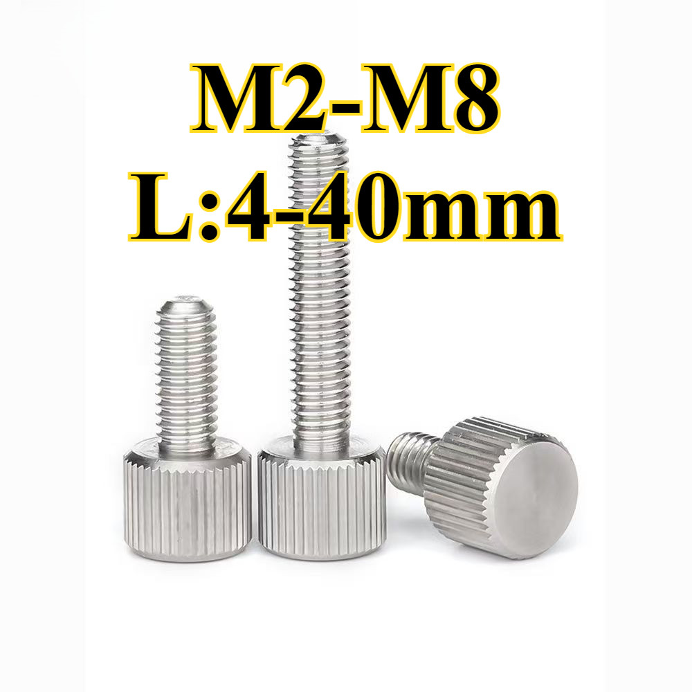 304 สแตนเลสสตีลรอบสกรูหัวเดียว knurled หัวใหญ่หมวกบิดสกรูหัวแบน M2/M2.5/M3/M4/M5/M6/M8(YDD-LD-MB)