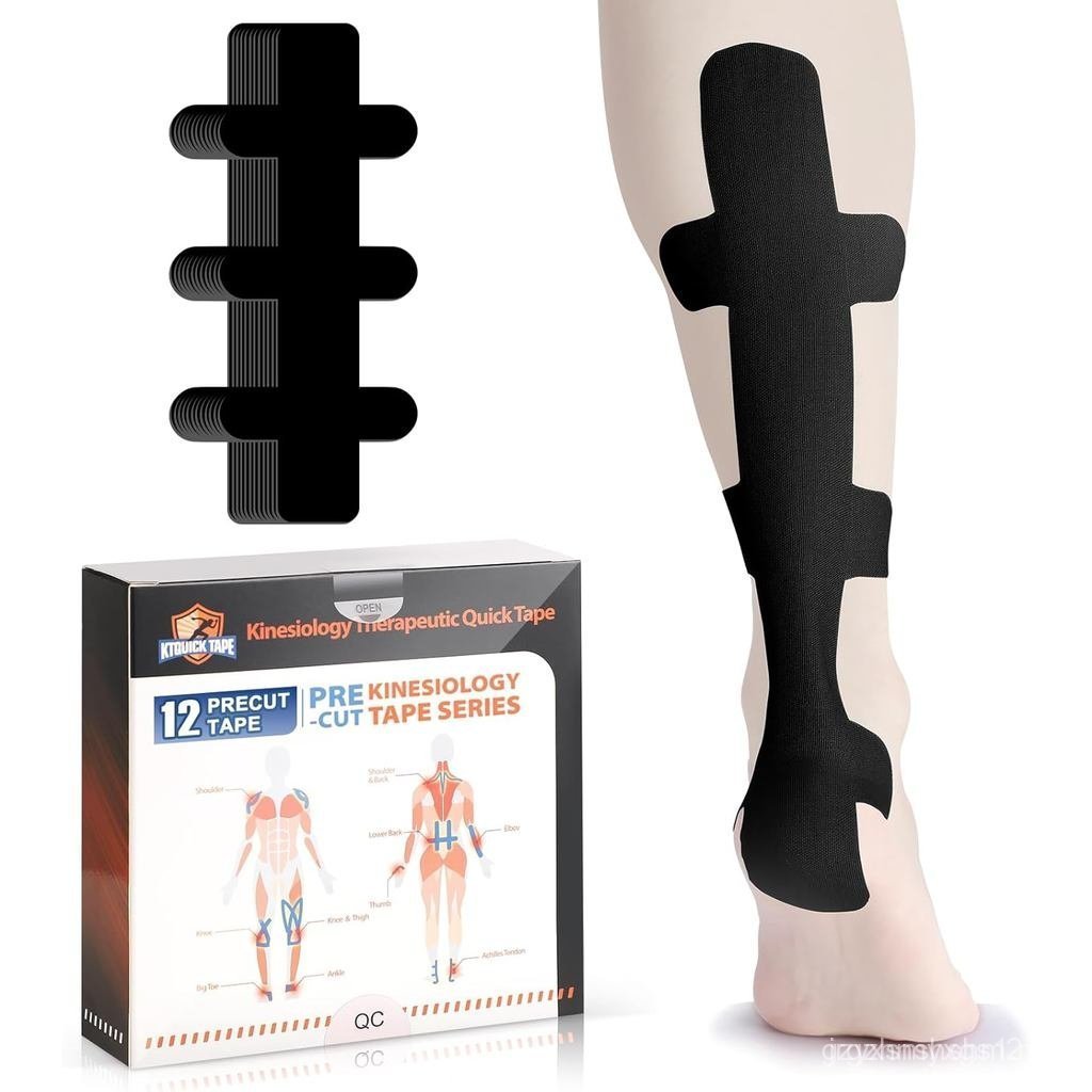 เทปกายภาพสําหรับเอ็น Achilles, KTQUICK 12 นับ Achilles Tendon Tape Precut, Original Cotton Waterproo