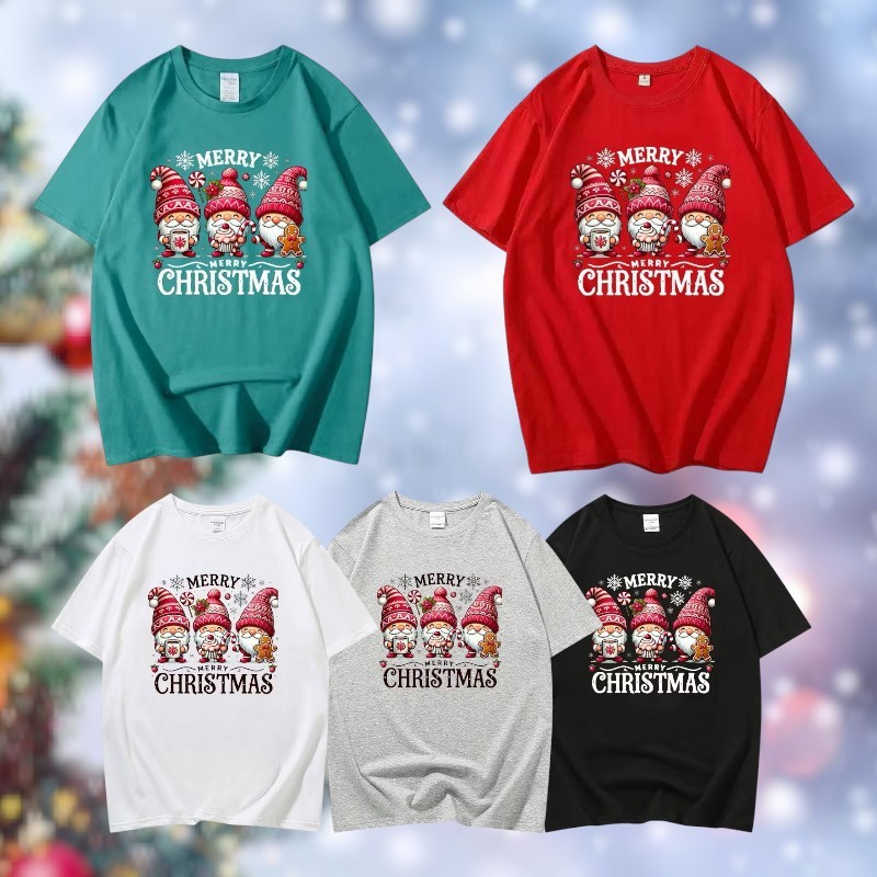 🌟KFC🌟เสื้อยืดคอกลม ลายการ์ตูนซานต้าคลอส เสื้อยืดแขนสั้น ผ้านิ่มใส่สบาย พร้อมส่งในไทย #9743