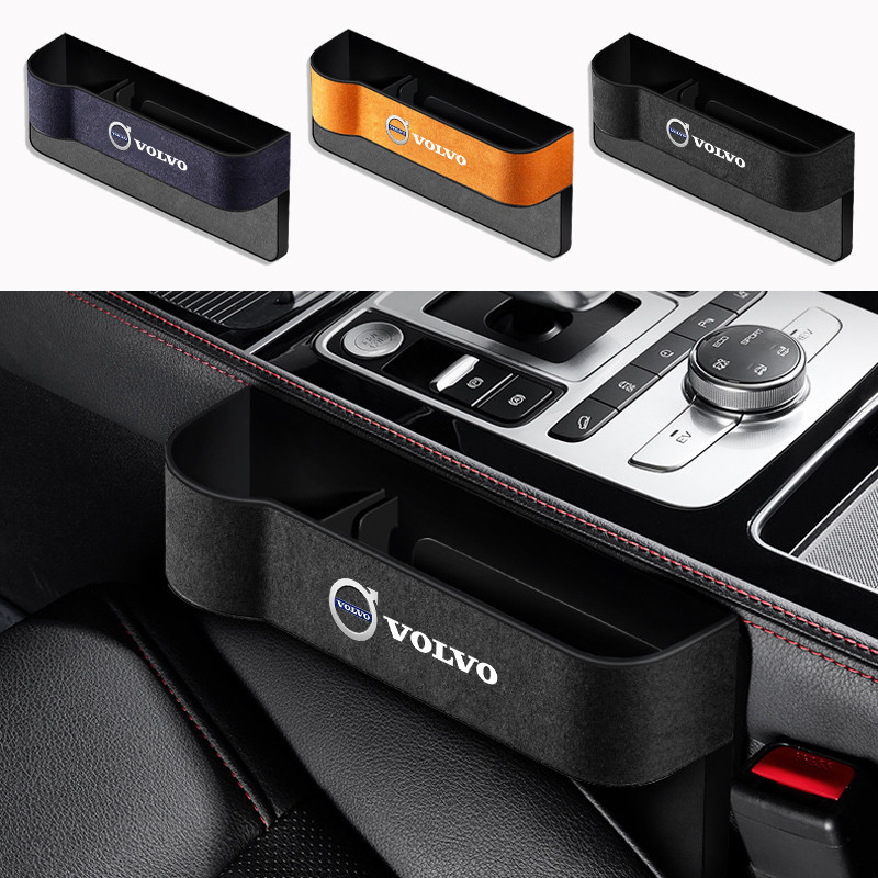 Volvo รถหนังนิ่มกล่องเก็บที่นั่งกล่องเก็บที่นั่งด้านข้าง ช่องว่าง กรีด กระเป๋ารถที่วางแก้วสําหรับ Vo
